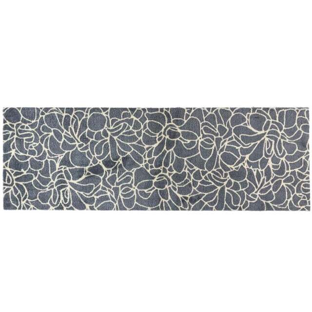 JVL Mega Grey Floral Latex Backed Door Runner 57 x 150cm - Size: 150 x 57 x 1cm - Blue - Wilko - image 1