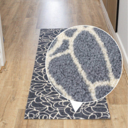 JVL Mega Grey Floral Latex Backed Door Runner 57 x 150cm - Size: 150 x 57 x 1cm - Blue - Wilko - thumbnail 7