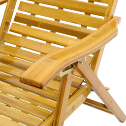 Living and Home Bamboo Foldable Recliner Lounge Chair with Footrest - Brown - Wilko - thumbnail 6