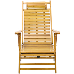 Living and Home Bamboo Foldable Recliner Lounge Chair with Footrest - Brown - Wilko - thumbnail 4