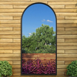 MirrorOutlet The Arcus Black Framed Arched Leaner and Wall Garden Mirror 140 x 70cm - Size: 140 x 70 x 3cm - Wilko - thumbnail 3