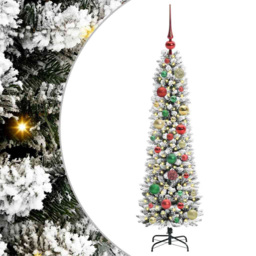 vidaXL Pre-Lit Warm White and Multicolour Baubles White Artificial Christmas Tree with Stand 3.9ft - Wilko - thumbnail 3
