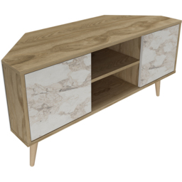 Decorotika Lesson 2 Door 2 Shelf Oud and White Marble Effect Corner TV Stand - Size: 16.6 x 120 x 59.8cm - Multi - Wilko - thumbnail 7