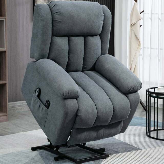 Portland Grey Oversized Recliner Chairs with Remote Control - Size: Single - Wilko - image 1