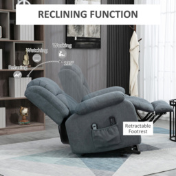 Portland Grey Oversized Recliner Chairs with Remote Control - Size: Single - Wilko - thumbnail 6