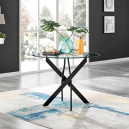 Furniturebox Arona Valera Glass 4 Seater Round Dining Set Black and White - Wilko - thumbnail 4