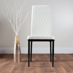Furniturebox Arona Valera Glass 4 Seater Round Dining Set Black and White - Wilko - thumbnail 5