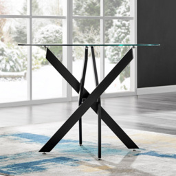 Furniturebox Arona Valera Glass 4 Seater Round Dining Set Black and White - Wilko - thumbnail 3