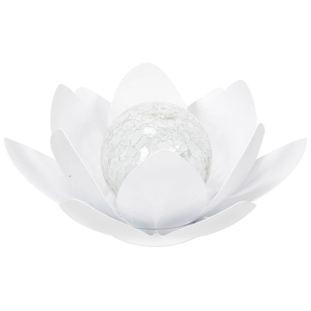 ValueLights Waterlily White Lotus Flower Solar Powered Outdoor Decoration Garden Light - Size: 11 x 26.5 x 26.5cm - Wilko - image 1