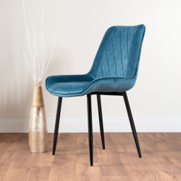 Furniturebox Copeland Cesano Marble Effect 6 Seater Dining Set White Blue and Black - Wilko - thumbnail 4