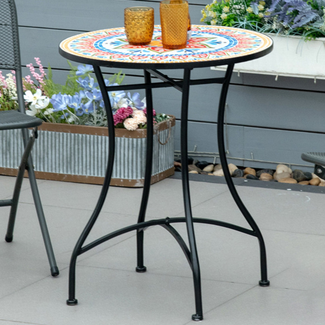Outsunny 60cm Red Mosaic Round Bistro Table - Size: 71 x 60 x 60cm - Wilko - image 1
