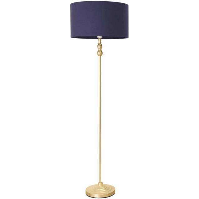 ValueLights Maggie Navy Blue and Gold Drum Shade Candlestick LED Floor Lamp - Size: 151 x 45 x 45cm - Wilko - image 1