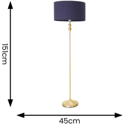 ValueLights Maggie Navy Blue and Gold Drum Shade Candlestick LED Floor Lamp - Size: 151 x 45 x 45cm - Wilko - thumbnail 7