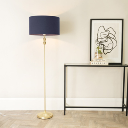 ValueLights Maggie Navy Blue and Gold Drum Shade Candlestick LED Floor Lamp - Size: 151 x 45 x 45cm - Wilko - thumbnail 3
