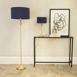 ValueLights Maggie Navy Blue and Gold Drum Shade Candlestick LED Floor Lamp - Size: 151 x 45 x 45cm - Wilko - thumbnail 6