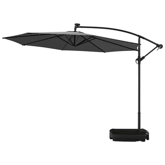 Living and Home Dark Grey Solar LED Crank Lift Parasol with Fillable Base 3m - Wilko - image 1