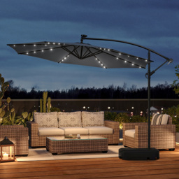 Living and Home Dark Grey Solar LED Crank Lift Parasol with Fillable Base 3m - Wilko - thumbnail 3