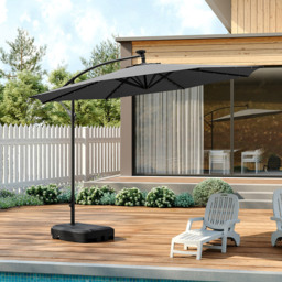 Living and Home Dark Grey Solar LED Crank Lift Parasol with Fillable Base 3m - Wilko - thumbnail 6