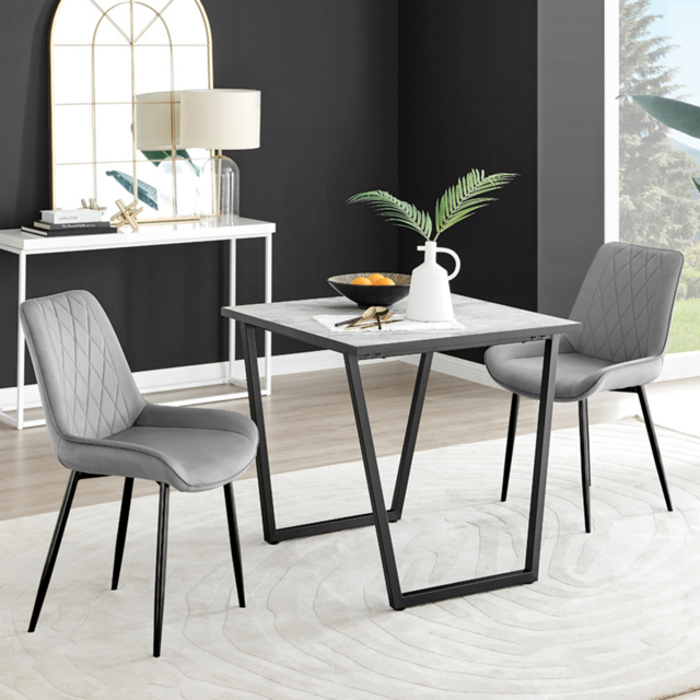 Furniturebox Copeland Cesano Marble Effect 2 Seater Dining Set White Grey and Black - Wilko - image 1