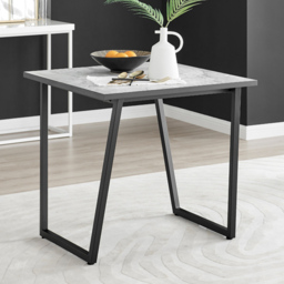 Furniturebox Copeland Cesano Marble Effect 2 Seater Dining Set White Grey and Black - Wilko - thumbnail 3