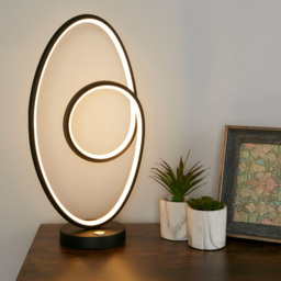 Lighting Collection Furness Black LED Table Lamp - Size: 50 x 17 x 28cm - Matt Black and White - Wilko - thumbnail 3