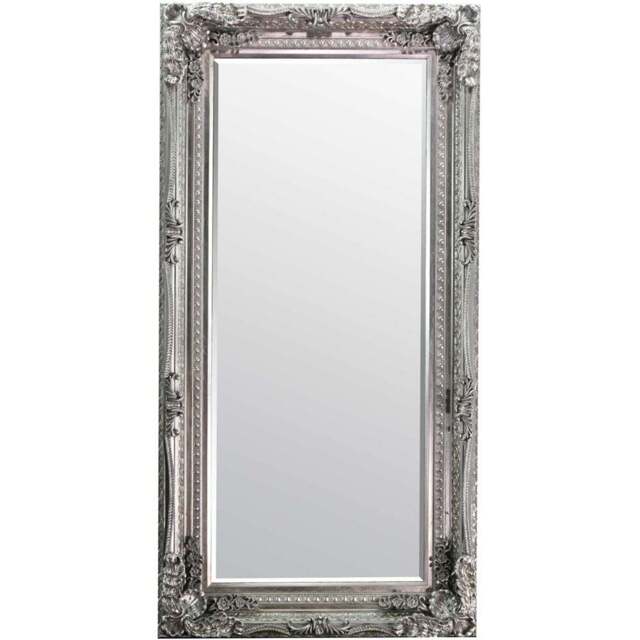 Carved Louis Silver Large Wall Mirror 175 x 89cm - MirrorOutlet - Wilko - image 1
