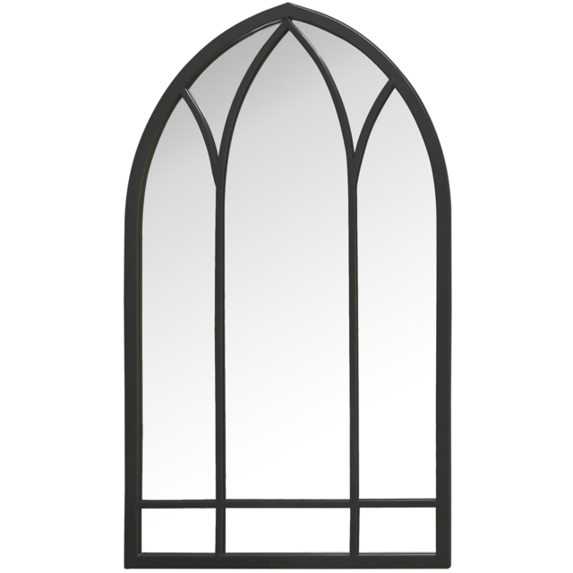 MirrorOutlet The Arcus Black Framed Arched Garden Wall Mirror 83 x 48cm - Size: 83 x 48 x 3cm - Wilko - image 1