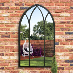 MirrorOutlet The Arcus Black Framed Arched Garden Wall Mirror 83 x 48cm - Size: 83 x 48 x 3cm - Wilko - thumbnail 3
