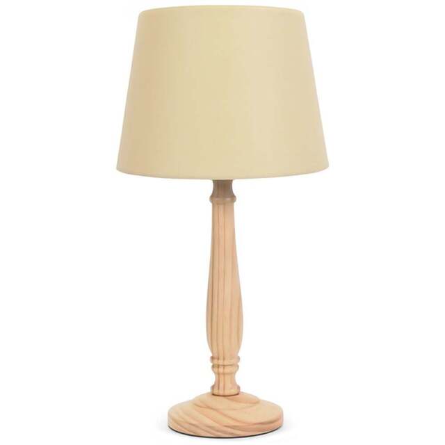 ValueLights Victoria Beige Fabric Tapered Shade Light Wood Traditional LED Table Lamp - Size: 50 x 25 x 25cm - Cream - Wilko - image 1