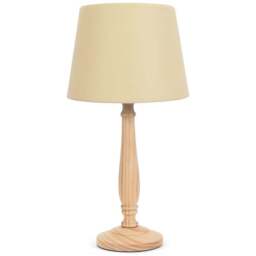 ValueLights Victoria Beige Fabric Tapered Shade Light Wood Traditional LED Table Lamp - Size: 50 x 25 x 25cm - Cream - Wilko