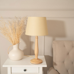 ValueLights Victoria Beige Fabric Tapered Shade Light Wood Traditional LED Table Lamp - Size: 50 x 25 x 25cm - Cream - Wilko - thumbnail 4