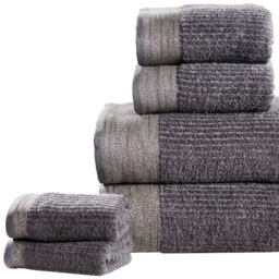 Rapport Home Mayfair Charcoal Grey Ribbed Weave Cotton Face Cloth - Size: 0.1 x 30 x 30cm - Wilko - thumbnail 4