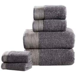 Rapport Home Mayfair Charcoal Grey Ribbed Weave Cotton Face Cloth - Size: 0.1 x 30 x 30cm - Wilko - thumbnail 1