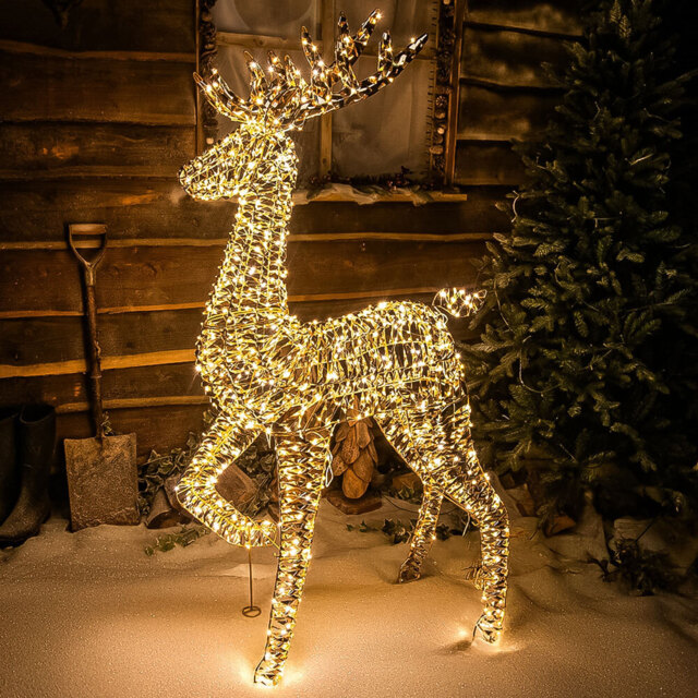 The Christmas Centre 960 Warm White LED Micro Lights Pre-Lit Gold Laser Lit Stag 150cm - Size: 150 x 34 x 34cm - Wilko - image 1
