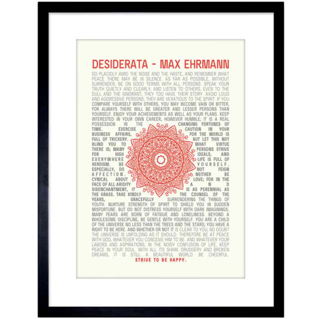 Wee Blue Coo Desiderata Mandala Max Ehrmann Poem Framed Wall Art Print 23 x 18cm - Size: 25.9 x 20.6 x 1.5cm - White - Wilko - image 1