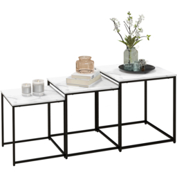 Portland White Stackable Nest of Table Set of 3 - Size: 60 x 50 x 50cm - Wilko - thumbnail 3