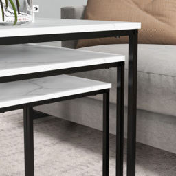 Portland White Stackable Nest of Table Set of 3 - Size: 60 x 50 x 50cm - Wilko - thumbnail 4