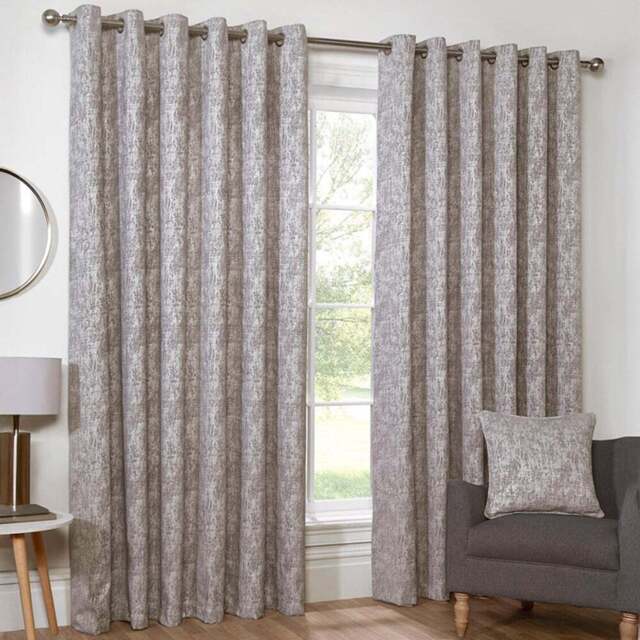 Amara Chenille Eyelet Curtain - Silver/168cm/228cm - Size: W 66 x D 90cm - Divante - Wilko - image 1