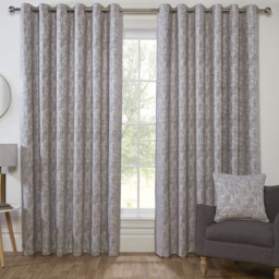 Amara Chenille Eyelet Curtain - Silver/168cm/228cm - Size: W 66 x D 90cm - Divante - Wilko - thumbnail 7