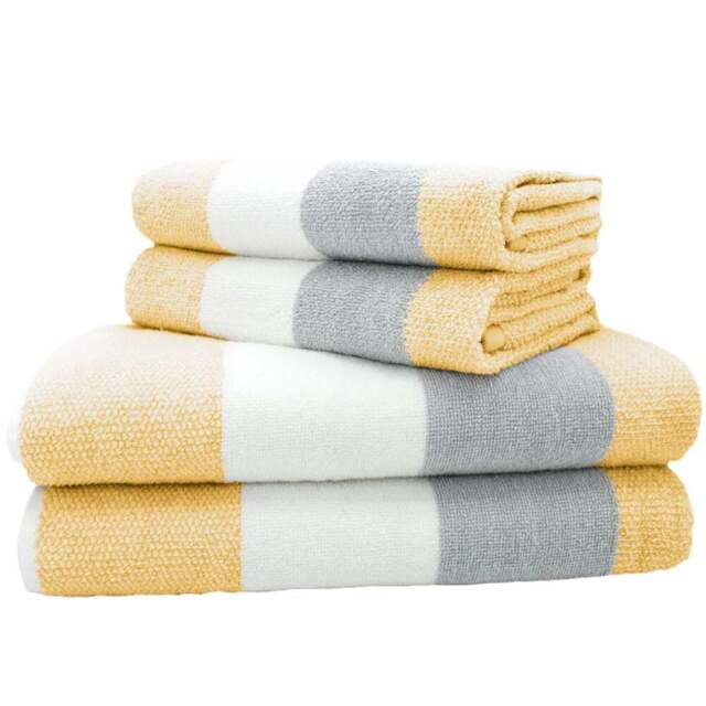 Velosso Weston Ochre Strip Hand Towel Set of 2 - Yellow - Wilko - image 1