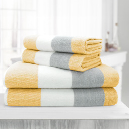 Velosso Weston Ochre Strip Hand Towel Set of 2 - Yellow - Wilko - thumbnail 5