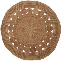 Premier Housewares Bosie Demir Natural Round Jute Rug - Size: 150 x 150cm - Brown - Wilko - thumbnail 1