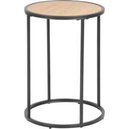 Florence Seaford Oak and Black Metal Round Side Table - Furniture To Go - Wilko - thumbnail 3