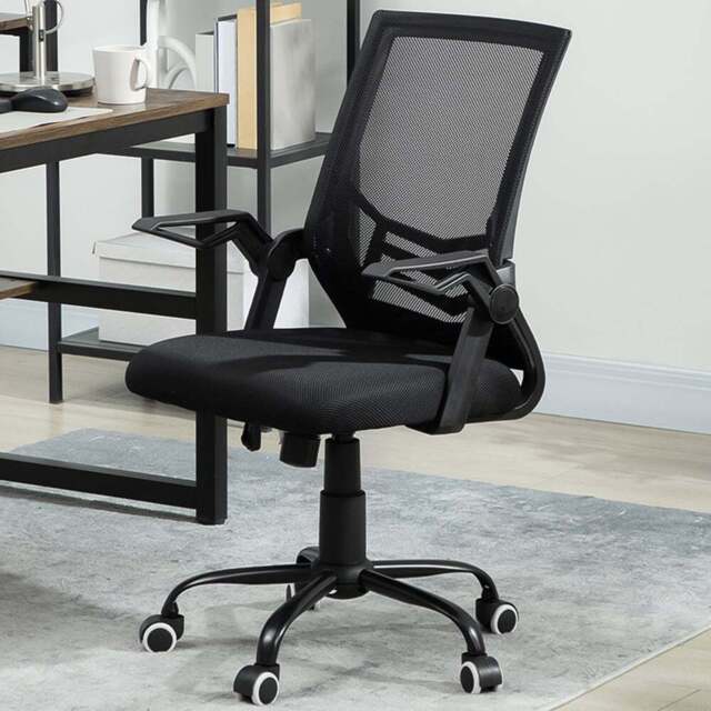 Vinsetto Black Mesh Swivel Office Chair with Lumbar Support - Size: 104 x 55 x 62.5cm - Wilko - image 1