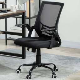 Vinsetto Black Mesh Swivel Office Chair with Lumbar Support - Size: 104 x 55 x 62.5cm - Wilko - thumbnail 1