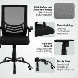 Vinsetto Black Mesh Swivel Office Chair with Lumbar Support - Size: 104 x 55 x 62.5cm - Wilko - thumbnail 4