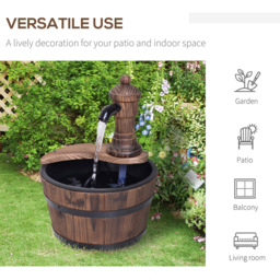 Outsunny Fir Wood Garden Water Feature with Planter - Size: 27 x 27 x 37cm - Brown - Wilko - thumbnail 7