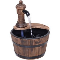 Outsunny Fir Wood Garden Water Feature with Planter - Size: 27 x 27 x 37cm - Brown - Wilko