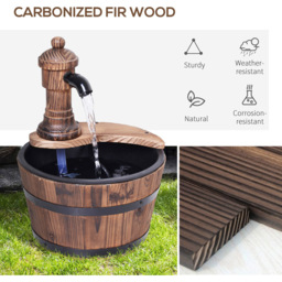 Outsunny Fir Wood Garden Water Feature with Planter - Size: 27 x 27 x 37cm - Brown - Wilko - thumbnail 6