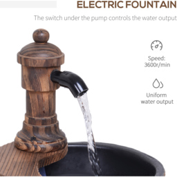 Outsunny Fir Wood Garden Water Feature with Planter - Size: 27 x 27 x 37cm - Brown - Wilko - thumbnail 5